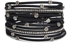 Women's Leather Wrap Crystal Beaded Cuff Bracelet: An Exquisite Statement