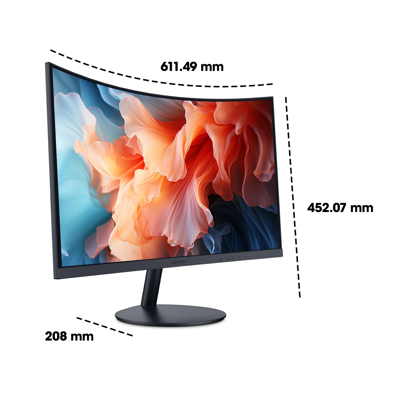 KOORUI Monitor curvo da 27" FHD 1080P 144Hz 1500R, monitor per PC con HDMI, VGA, certificato TÜV Rheinland, inclinazione regolabile, nero