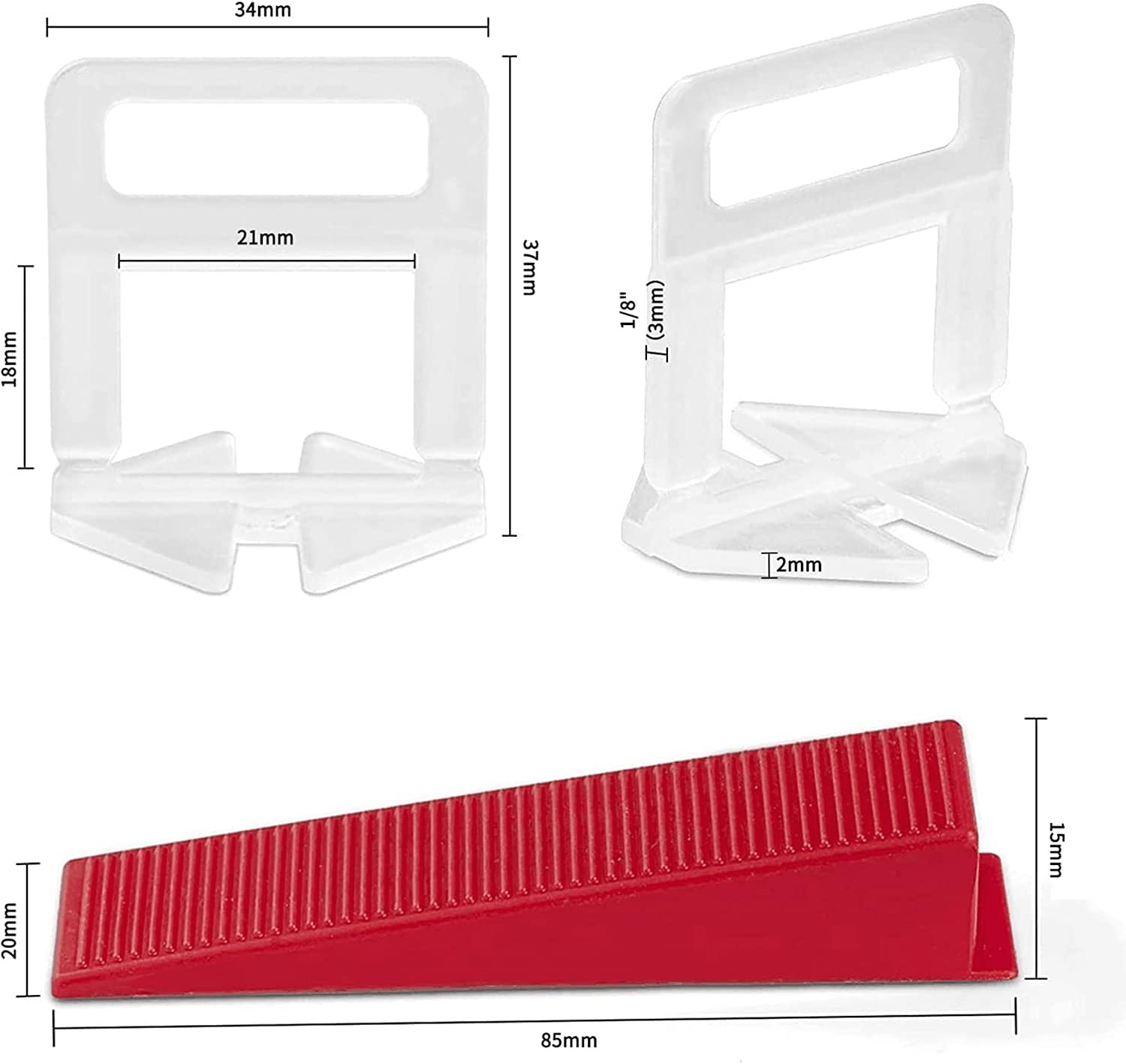Kit Sistema di Livellamento per Piastrelle 3mm, 400 distanziatori per piastrelle, 100 Cunei riutilizzabili, 1 pinza per piastrelle, per Utensili Livellamento Piastrelle 3-12mm