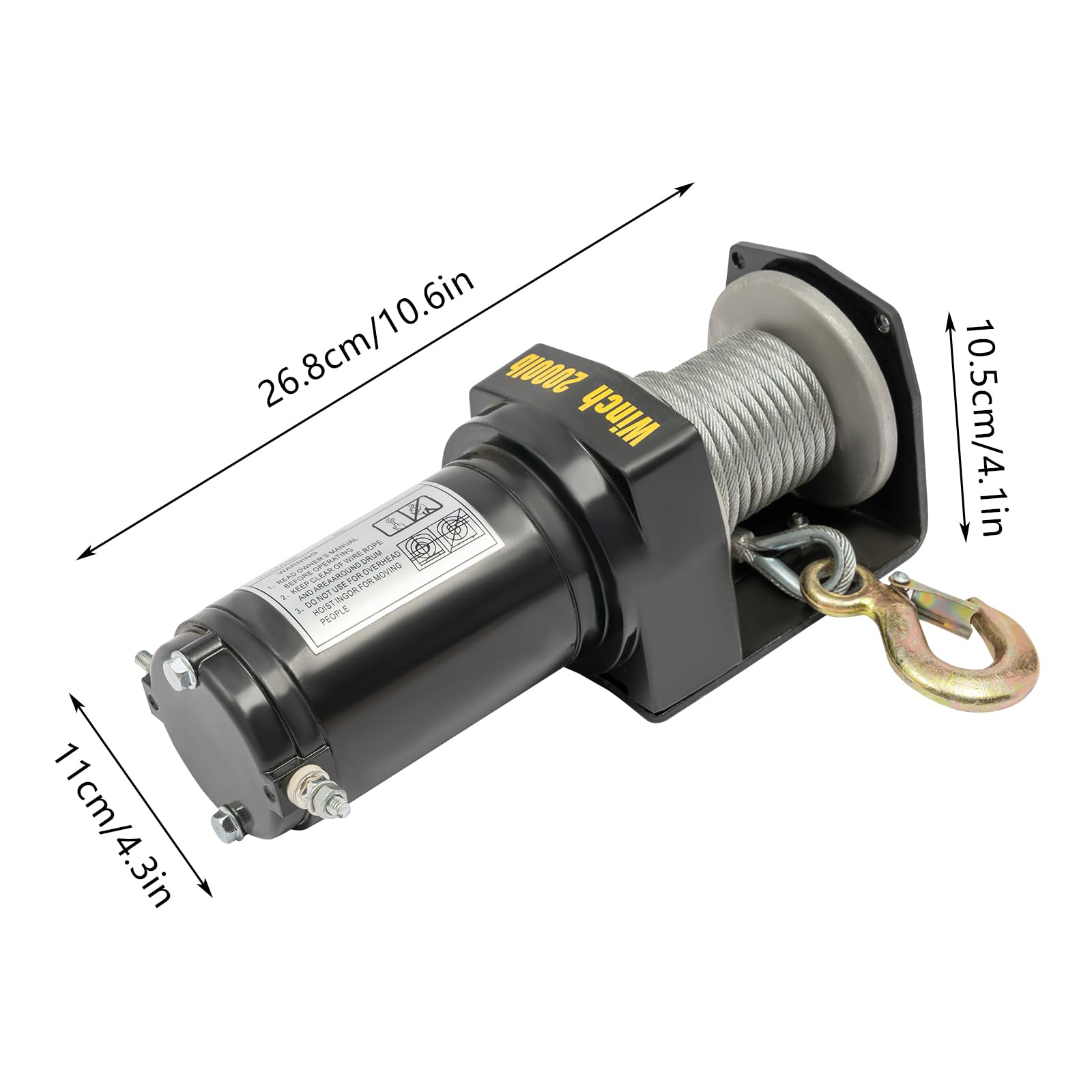 Argano elettrico 12V 400W, capacità di carico 200 kg verticale / 900 kg orizzontale, velocità di trazione 4 m/min, protetto IP66, con telecomando e freno di sicurezza, per fuoristrada, barche
