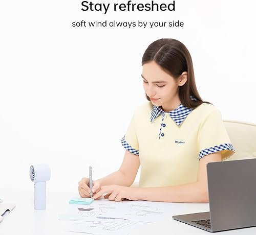 Miniatura 8 de JISULIFE Ventilador de mano portátil, mini recargable de 4000 mAh, hasta 22 horas de refrigeración, viento fuerte de 5 velocidades, ventilador