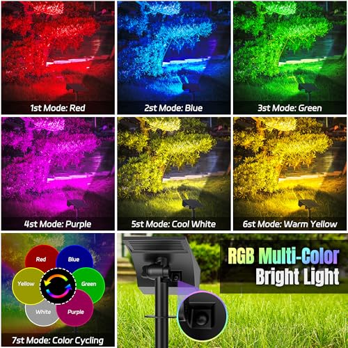WENATY Solar Spot Lights Outdoor Waterproof, 12 Pack Solar Spotlights, RGB - Image 3
