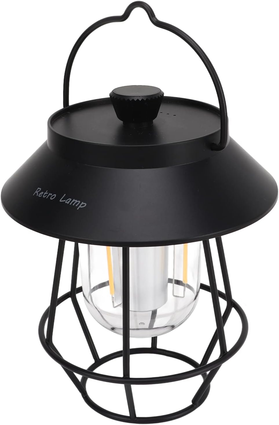 Semme Semme USB Rechargeable Camping Lantern with 3 Lighting Modes Metal Hook for Outdoor Adventures (Black) (Black)