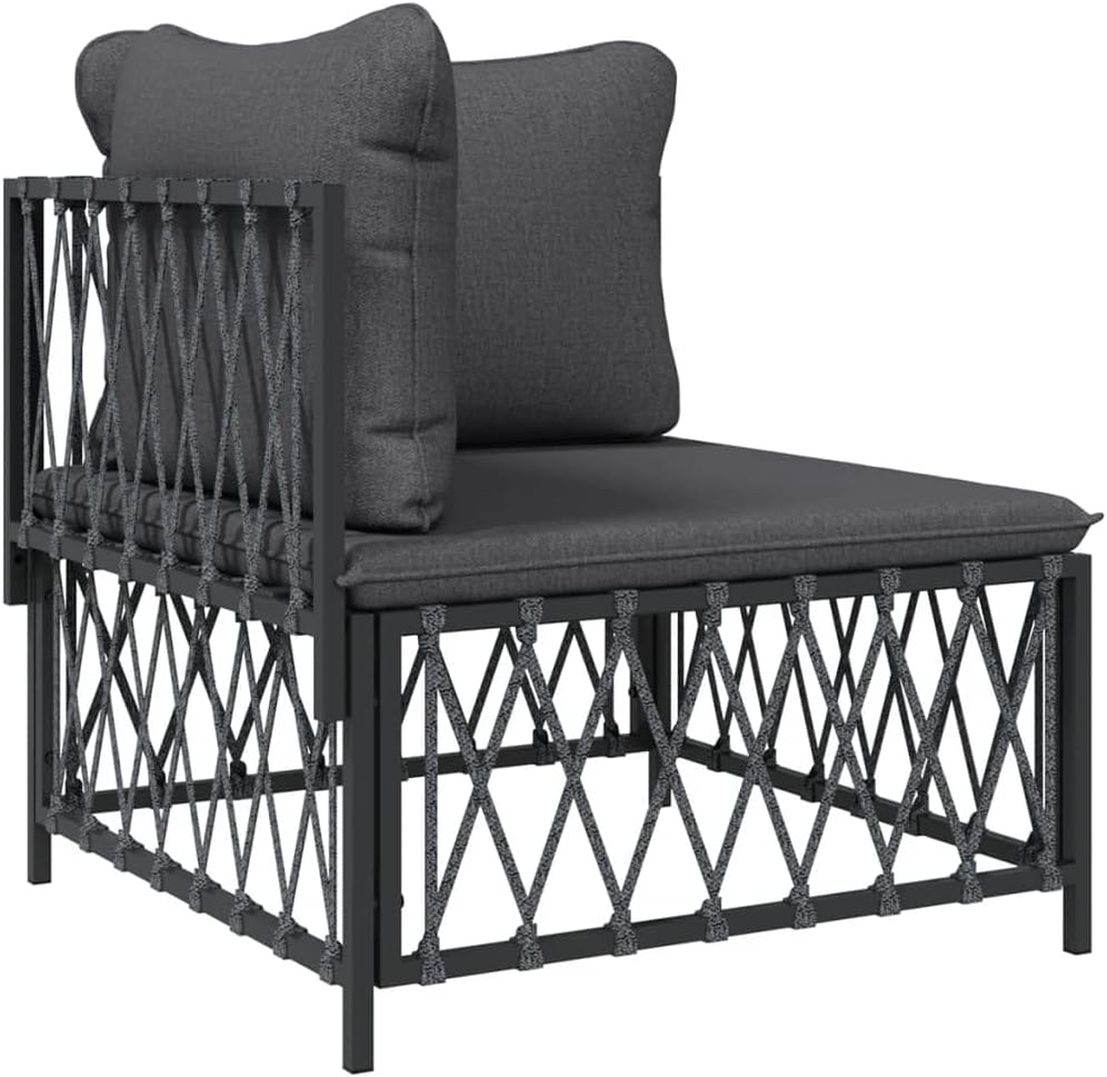 Patio Corner Sofa with Cushions Anthracite Woven Fabric,Weight:25.35lbs,364142