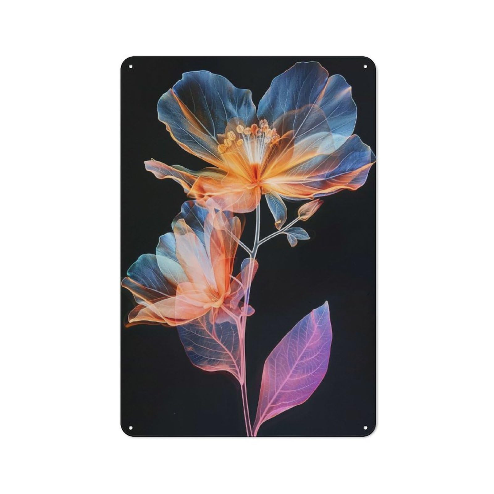 Junmoney Style-14 Distressed Look Illuminated Flora Decorative Tin Sign 30X20cm, Retro Room Decor For Lounge, Study, Pub Or Wall Gallery