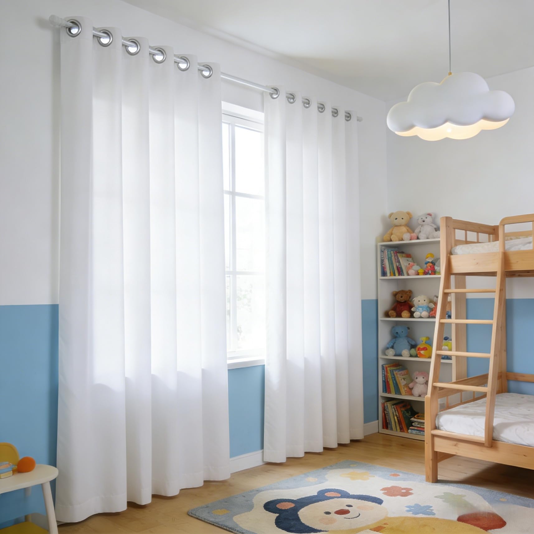 Rideau occultant 260x270 cm blanc phonique et thermique isolant pour salon