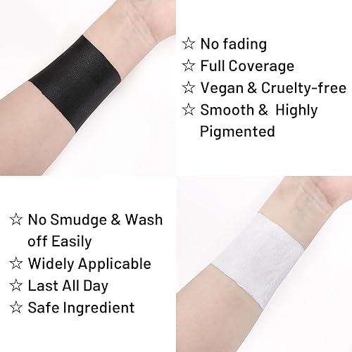 Vista 100 de BADCOLOR Pintura facial mezclable con crema negra para adultos, niños, ojos, softbol, fútbol, béisbol, deportes, no tóxica, hipoalergénica