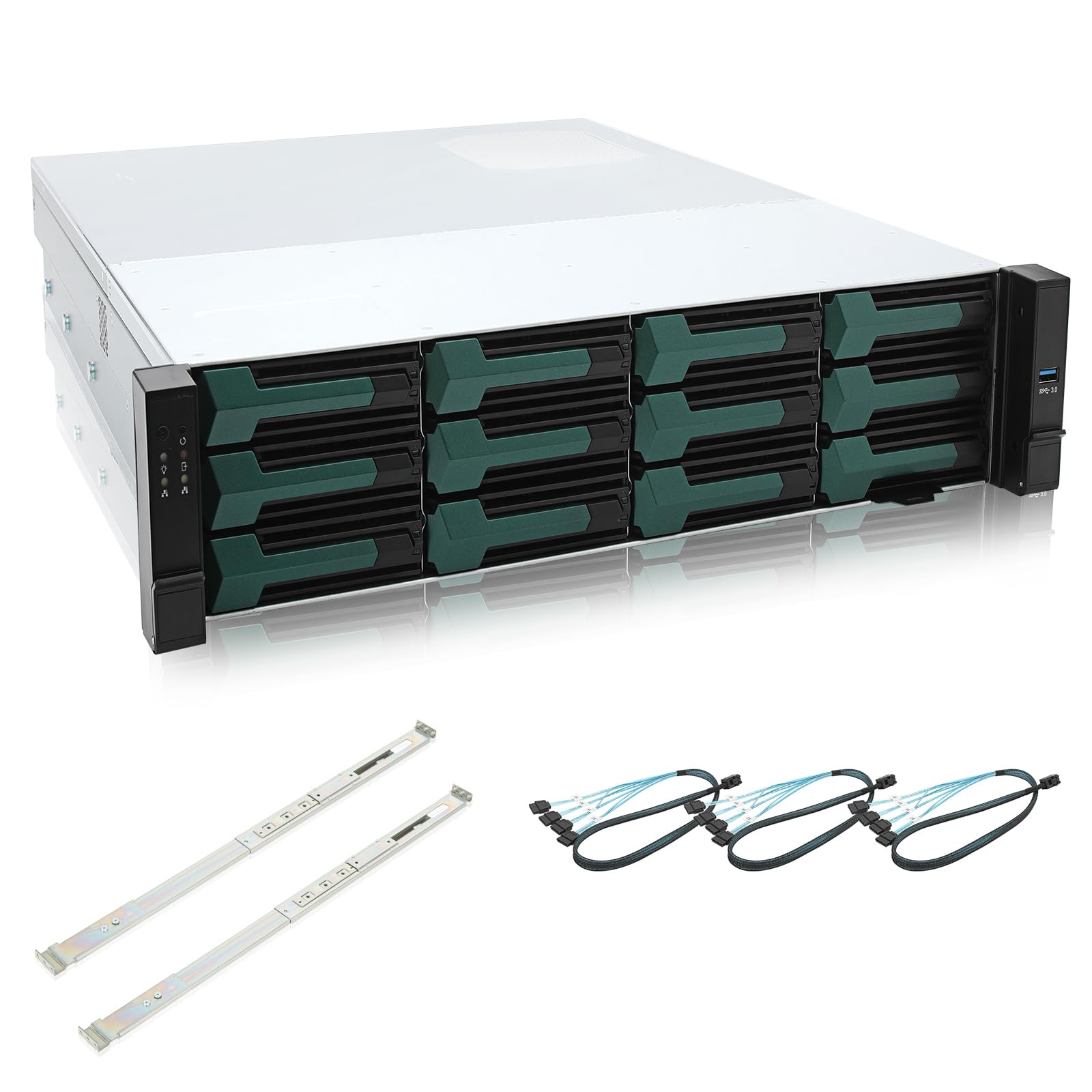 RackChoice MATX/Mini-ITX 2U Rackmount Server Chassis hotswap 12bays 12Gbps SFF-8643 Backplane Include Sliding Rail and SFF-8643 Minisas to SATA Cables