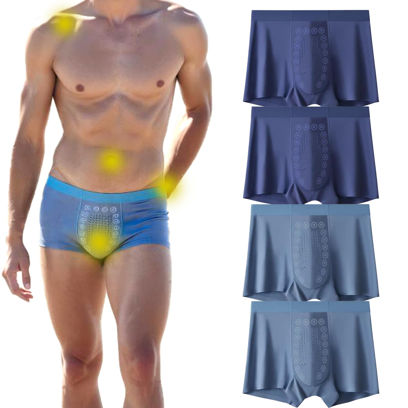 Wryhaul Men's 4Pack-B Underwear Boxer Briefs,4 Pack Magnetic Underwear For All-Day Comfort (,L)