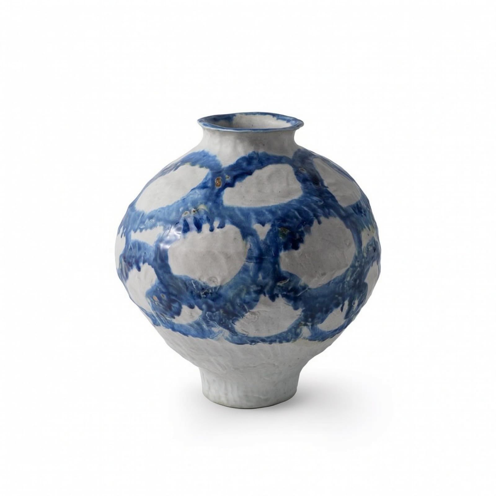 predolo Jarrón Suelo Elegante Jarrón Cuello Estrecho Gran Florero corativo para Salón, 30 29.5 H33.5cm, C款 Hand-Painted Blue High Style