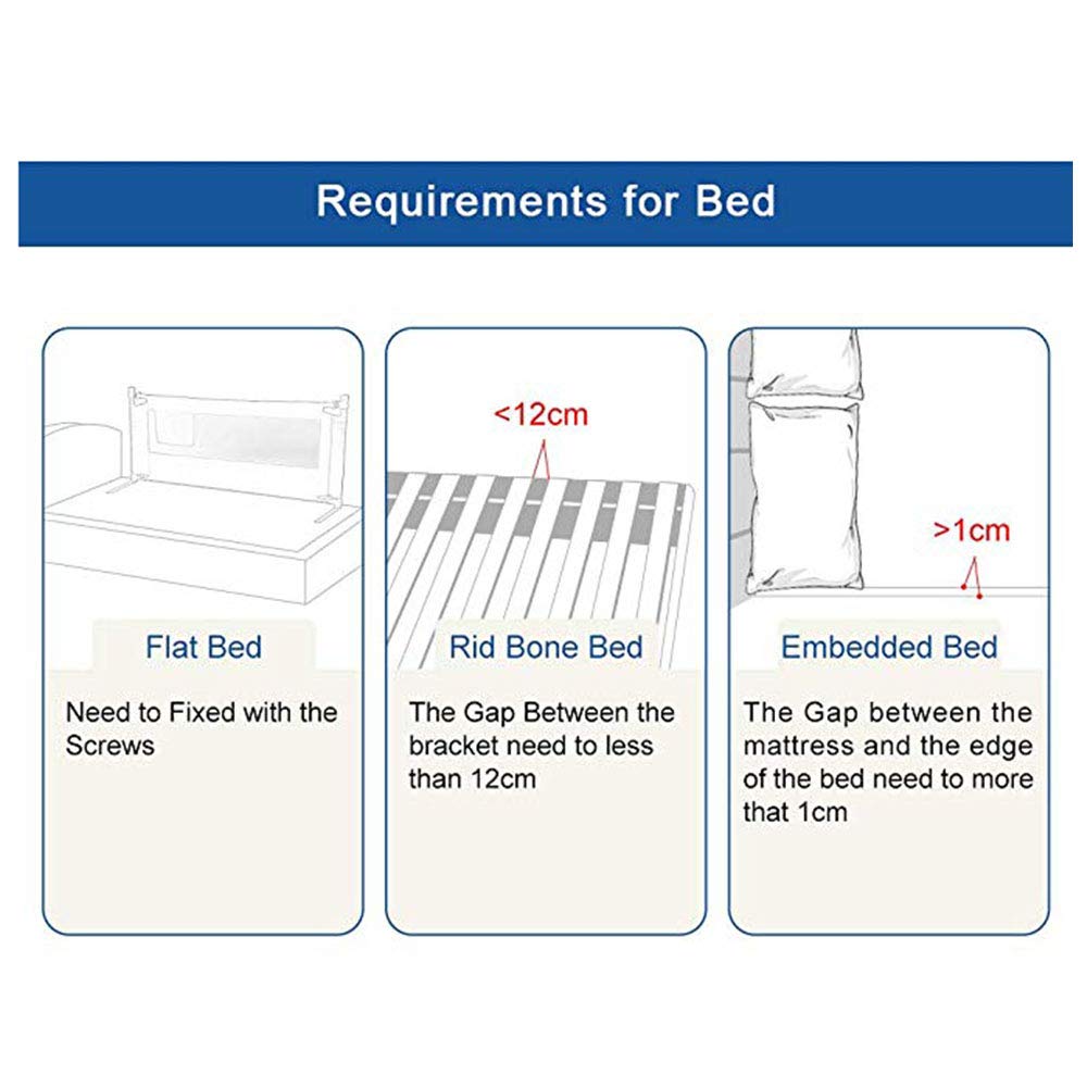 Parachoques de protección de Cama de barandilla de Cama para bebés, barandilla de Cama abatible de Malla Transpirable para niños pequeños barandilla de Cama anticaída, para bebés y