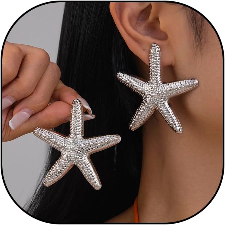 Starfish Earring Gold Starfish Earrings for Women Starfish Statement Stud Earrings for Women Trendy Jewelry Alluring Ocean-Themed Dangling Earring Beachy Summer Accessories