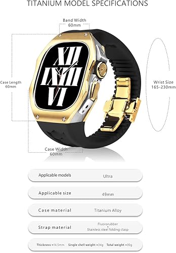 Miniatura 2 de Funda de fibra de carbono de moda de 1.929 in para Apple Watch ultra 3 1.929 in banda de goma fluoro para iWatch Viton Kit de modificación de correa