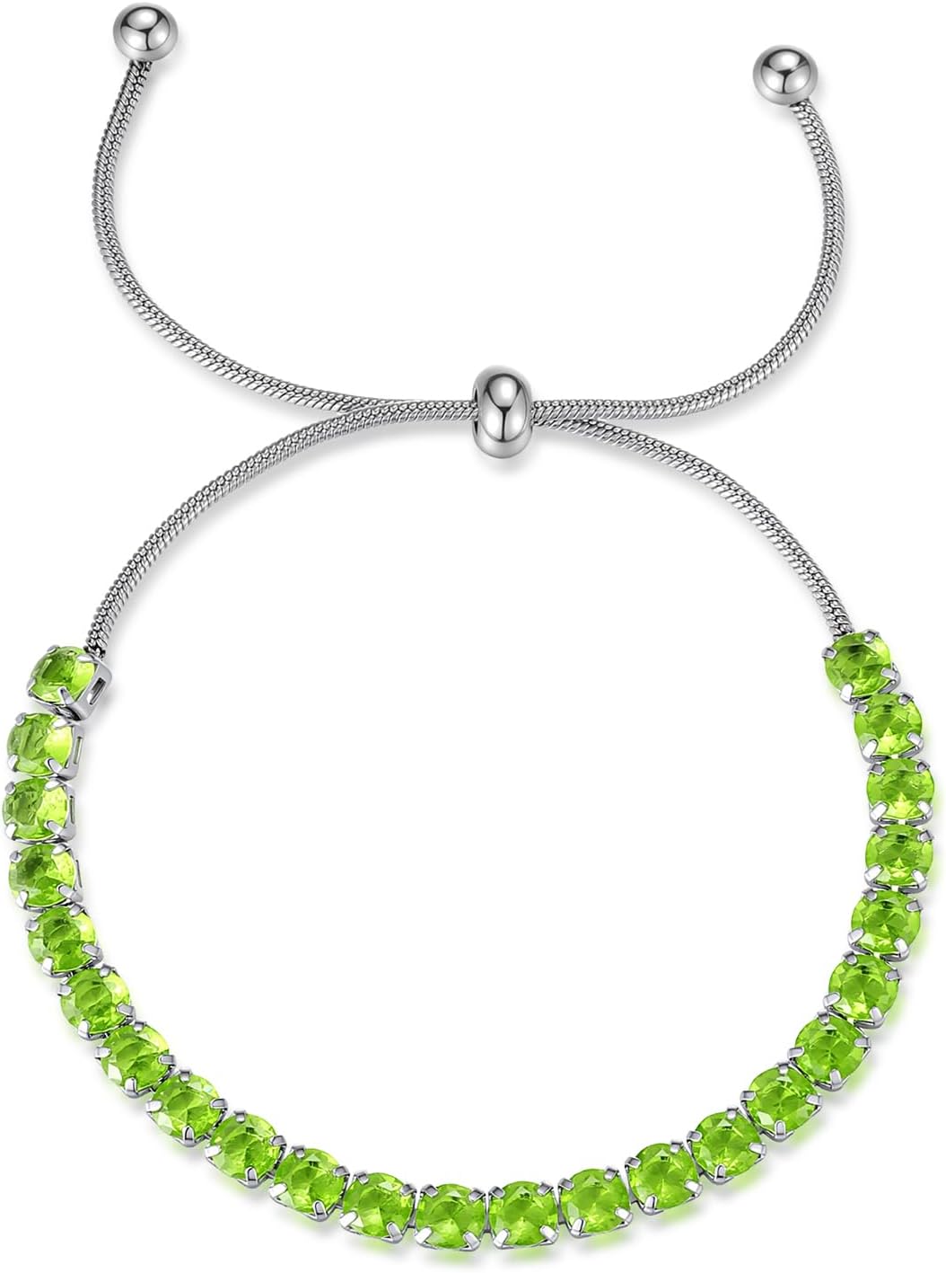 Silver White Plated 4mm Cubic Zirconia Classic Women's Tennis Bracelet Adjustable slider size up to 9 inches