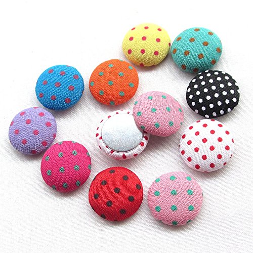 Chenkou Craft 100Pcs 12Mm(1/2") Polka Dot Flatback Fabric Covered Button Scrapbooking Craft (Multi-Color) #TOP2