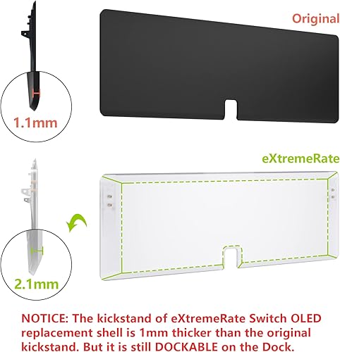 Miniatura 8 de eXtremeRate Juego completo de carcasa transparente personalizada para Nintendo Switch OLED placa trasera de consola de repuesto y soporte carcasa de