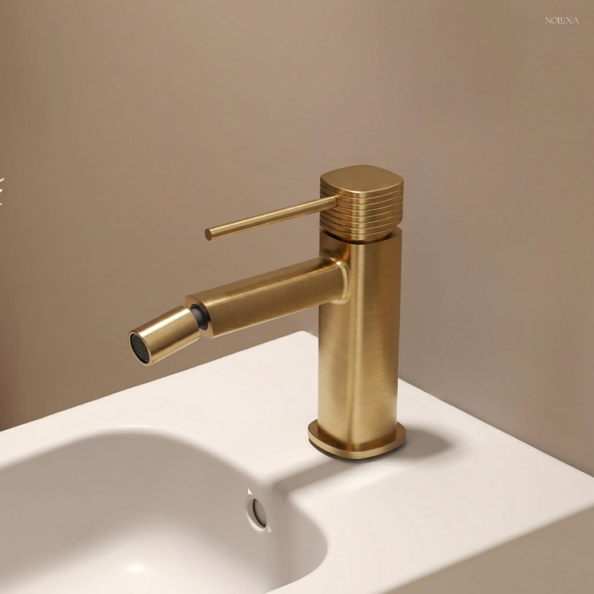 IMEX Bidet Złoty kran łazienkowy, jednouchwytowa bateria łazienkowa, szczotkowane złoto, bateria bidetowa z mieszaczem ciepłej i zimnej wody, bateria bidetowa, bateria Bidet, łatwa instalacja, seria