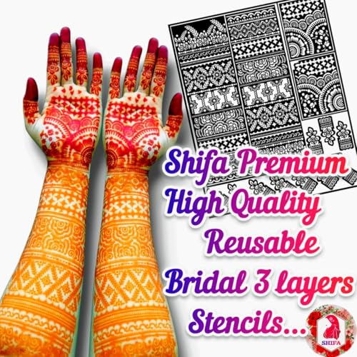 Image of Mehendi Stencil Pack |Reusable Floral Baby Shower Henna Art Templates for Quick & Clean Designs | Easy Application for Beginners & Professionals(FLB 725)