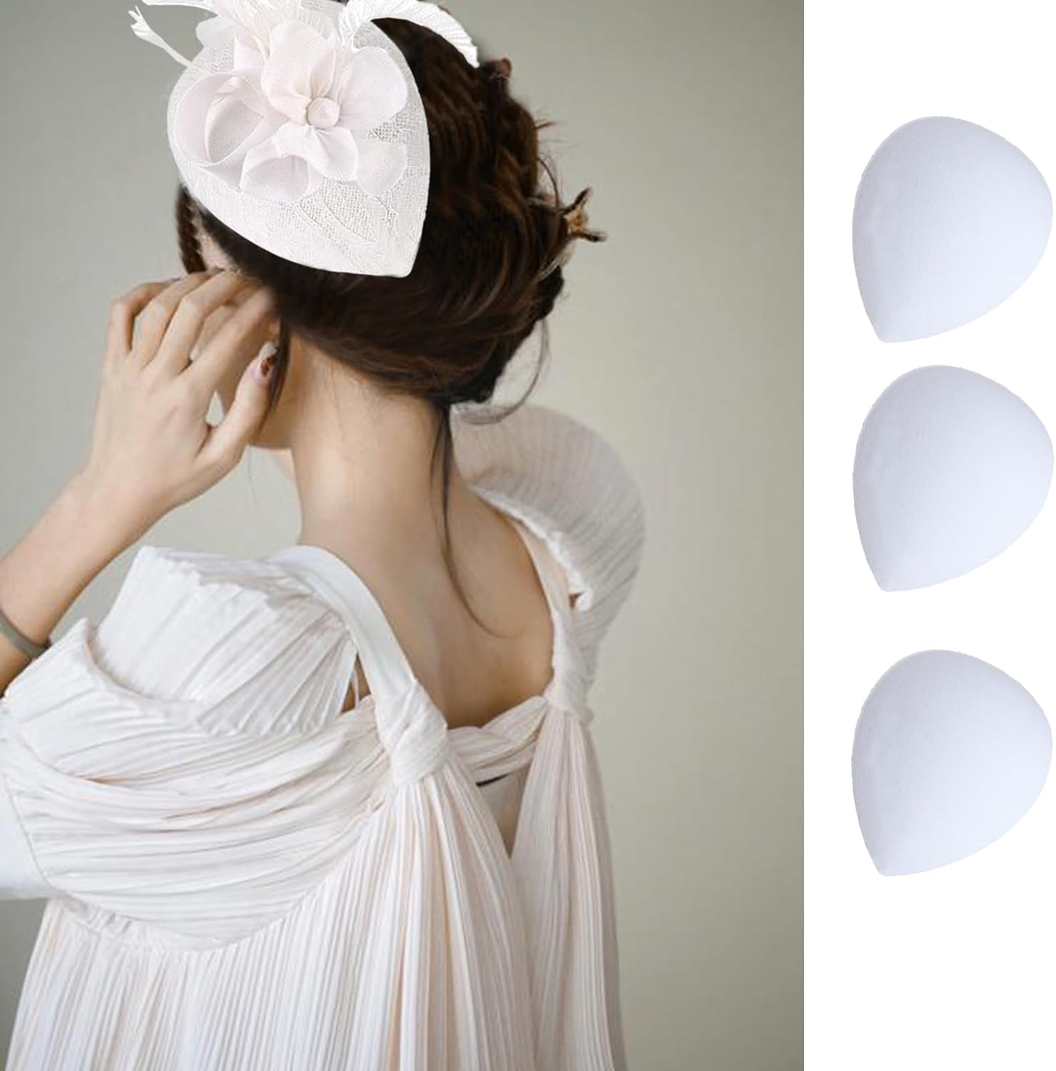 12 Pcs Teardrop Fascinator Hats 3.9x5Inch EVA Millinery Fascinator Base White Cocktail Hats Making Base for DIY Party Wedding Hat Craft Decoration