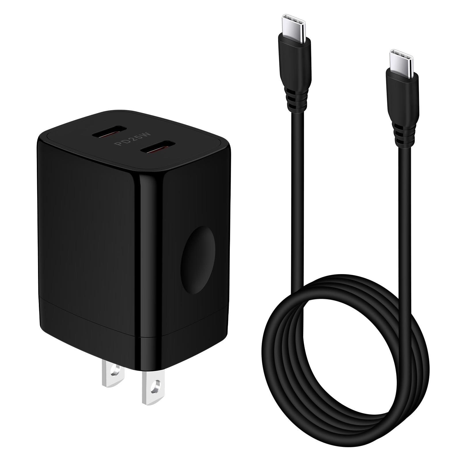 25W USB C Fast Charger Block for Samsung Galaxy S25 Edge/S25 Ultra/S25 Plus/S25/S24 FE/A16 A56 5G/A36/S23+/S22/S21,Pixel 9A,Android Phone Charger Box Cube Brick 6FT Type C to Type C Charging Cable