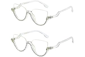 Fashion Bling Rhinestone Retro Punk Style Clear Half Frame Cat Eye Shining...