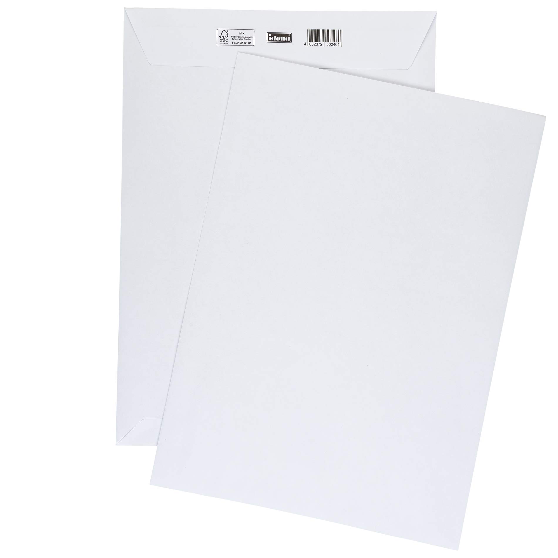 Idena 10246 - Versandtaschen DIN B4, 250 Stück selbstklebend, Briefumschläge ohne Fenster, aus 100 g/m² FSC-Mix Papier in Weiß