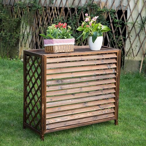 Air Conditioner Fence for Outside Units Wooden Air Conditioner Outer Cover Hidden Air Conditioning Privacy Screen Fences for Garden Patio Lawn Trash Can Enclos