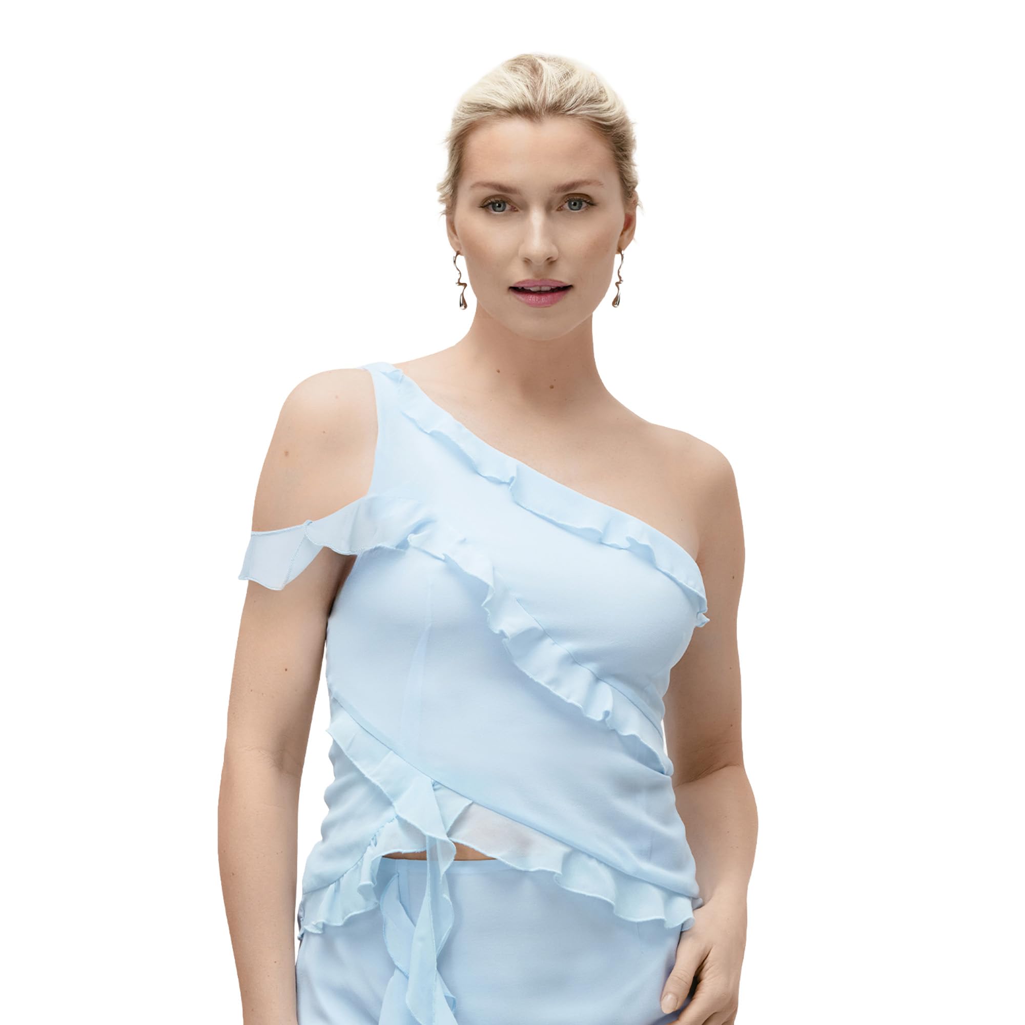 LeGer Gabriele Top - Top da donna monospalla con balze - vestibilità aderente - top con orlo asimmetrico - moda per donna - di Lena Gercke - taglie 34-44