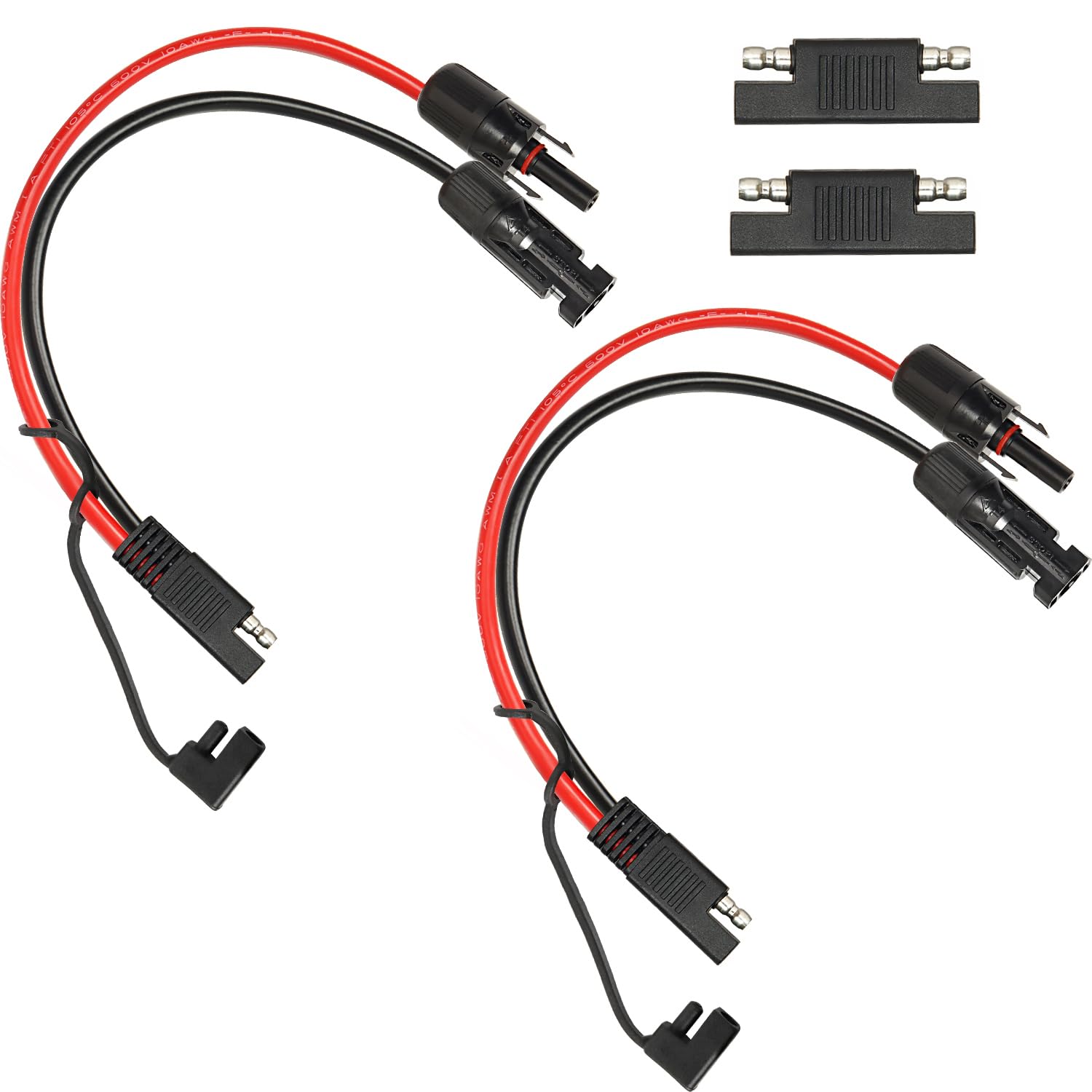 MOOKEERF 2PCS 2FT Solar Panel to SAE Adapter Cable - 10AWG SAE Connector Extension Cable for RV Solar Panel Caravan Battery Charger Kit with SAE