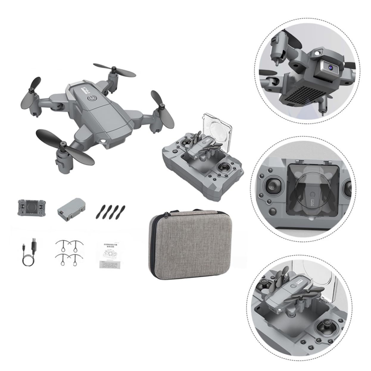 Mini Drone Pieghevole Doppia Camera 4K/1080P, 6 Assi | 2, 4g 4CH, Batteria Lipo 500mAh Inclusa, Ritorno un Tasto, Angolo Lente Regolabile per Selfie e Riprese Aeree