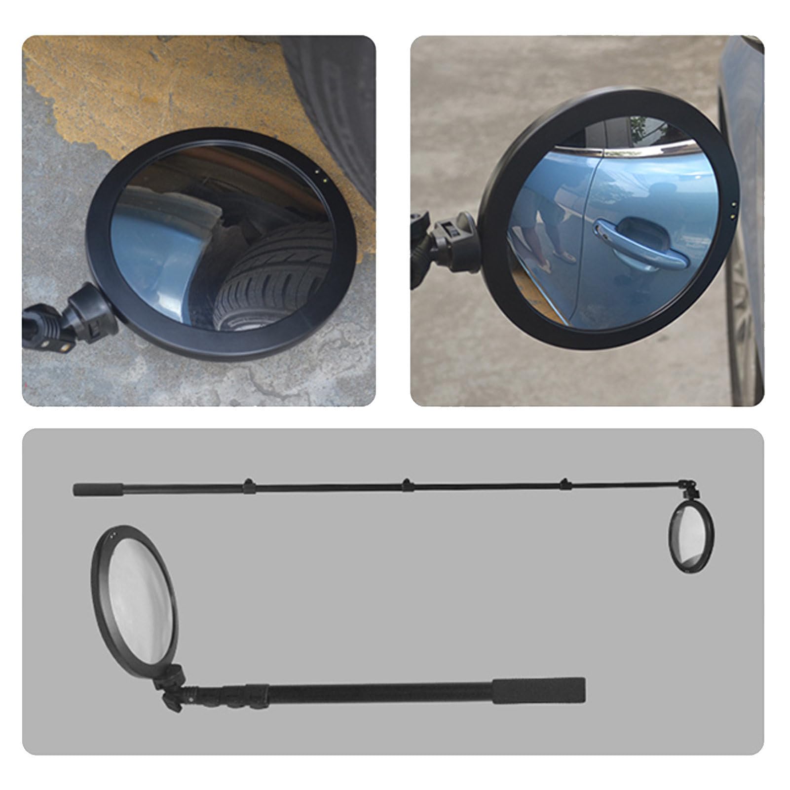 Espejo de inspección inferior del vehículo giratorio de 360 grados, espejo de seguridad retráctil de mano de 52 a 160 cm, para uso en talleres de reparación de automóviles, personal de mantenimie