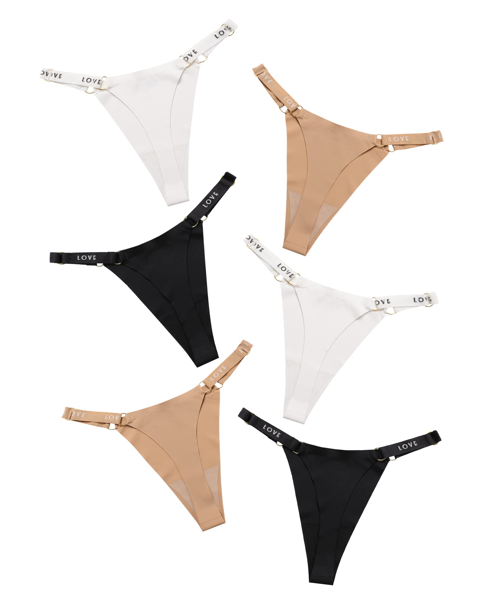 "Love" Seamless Thongs for Women No Show Thong Underwear Women Comfortable Multiple Low Waist Pack-image-17