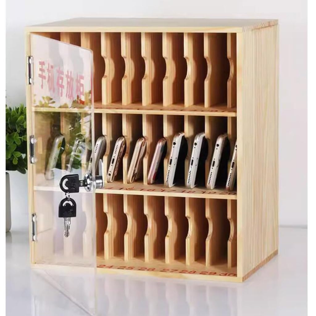 Resistente Custodia per Cellulare da 10~50 Bit Armadietto per Cellulare Visivo in Legno con Serratura Cassetta di Sicurezza A Muro per Telefoni Cellulari Dell'azienda Scolastica (Color : Wood, S : 1