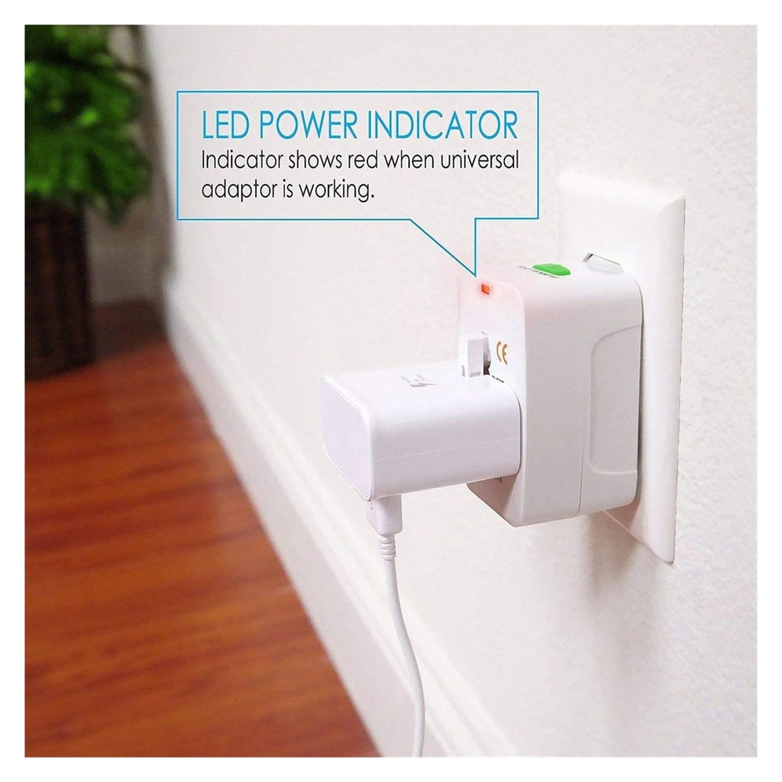 Universeller Steckeradapter AU/US/UK/EU mit 2 USB-C-Anschlüssen | Reiseadapter mit AU/US/UK/EU-Steckern. Enthält 2 USB-C-Anschlüsse. CE-zertifiziert.(White 2USB)