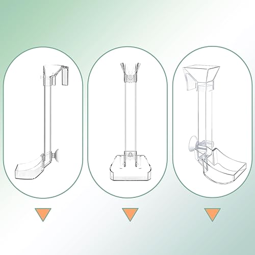 Miniatura 10 de Juego de platos de alimentación de camarones para peces de acuario, tubo y plato de alimentación de peces transparentes con cepillo de limpieza y