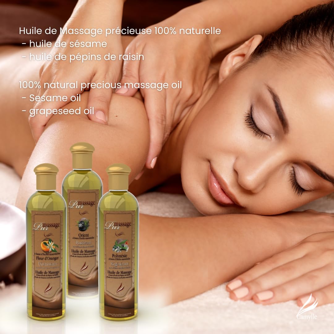 Camylle - Massage Oil Orange Blossom - Luxury Spa Massage Oil - De-stressing with sweet and captivating aromas - 250ml