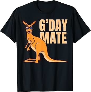 Amazon | Australia G'Day Mateシャツ 面白いカンガルー