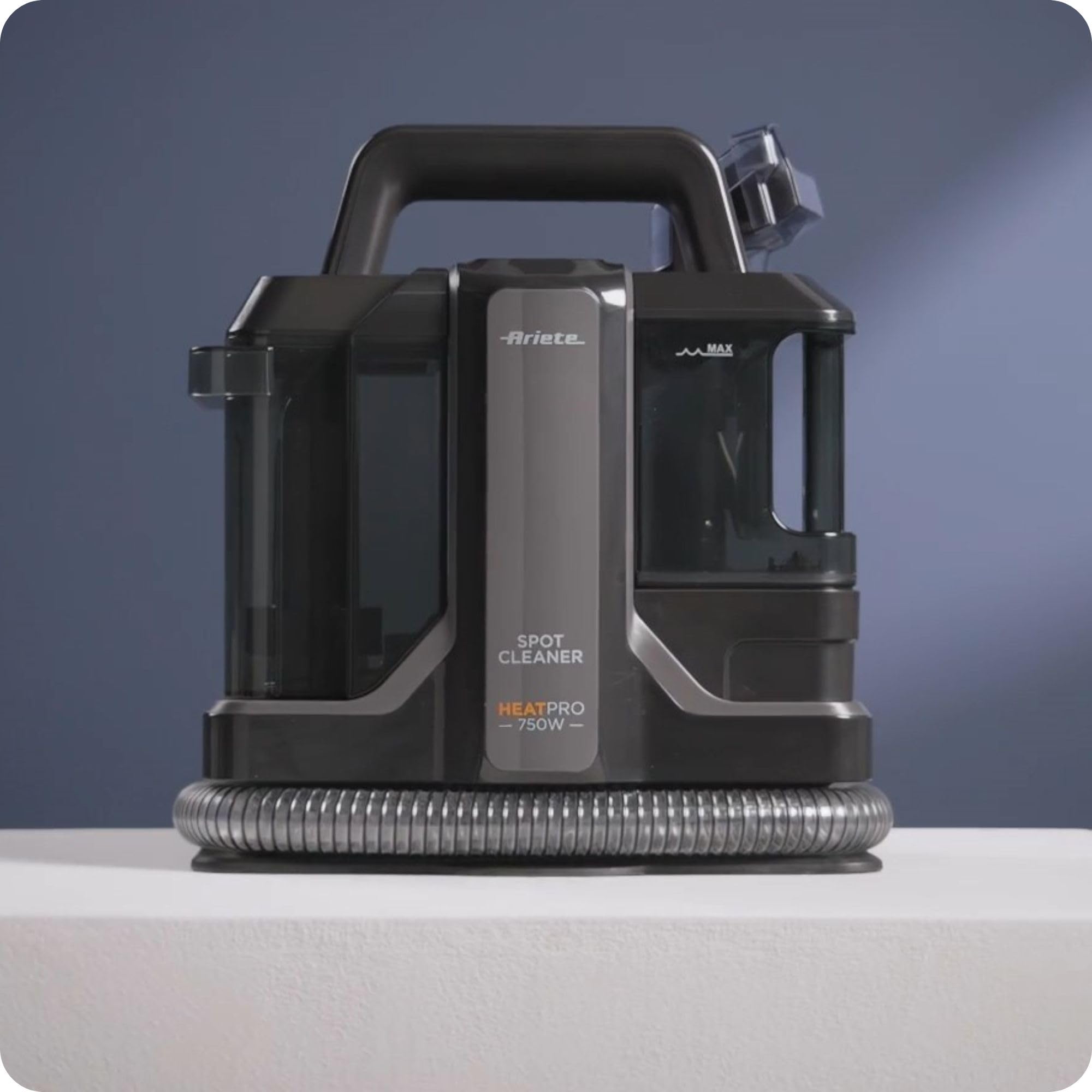 Ariete 2482 Spot Cleaner Heat Pro 750 W, limpiador para alfombras y tapicerías, mopa, 750 W, 2 depósitos, negro