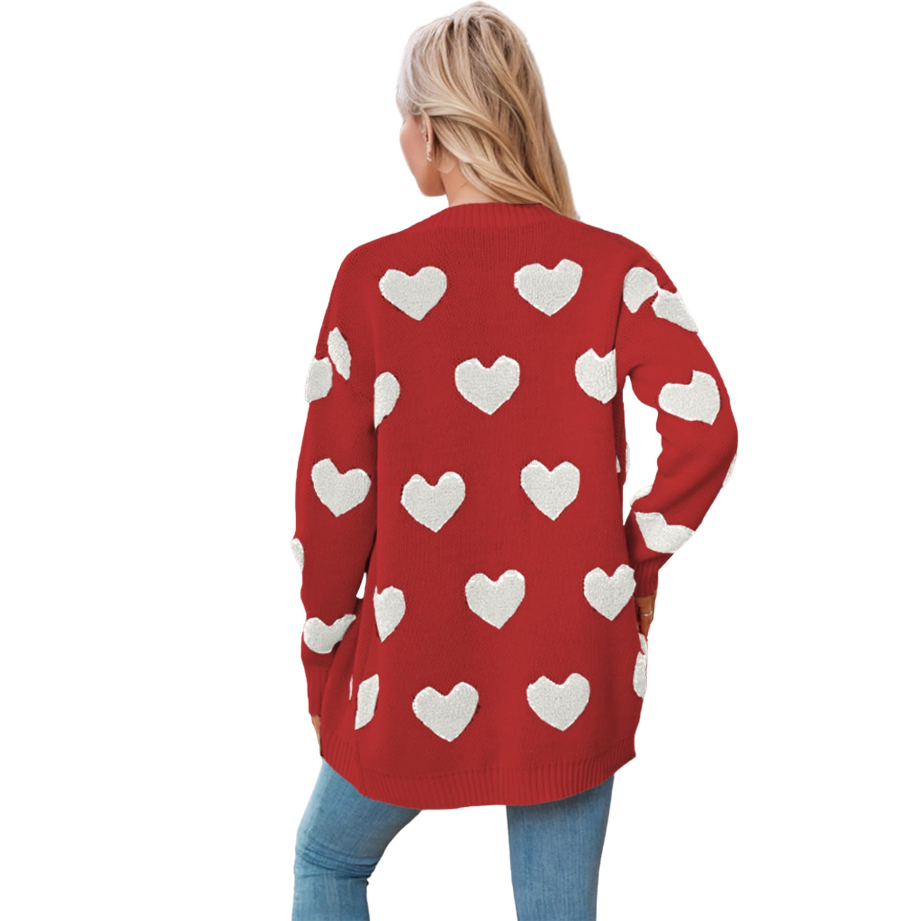 Rebeca Mujer Invierno, Suéter De Manga Larga para Mujer, Cárdigan con Botones, Chaqueta Abierta Al Frente, Cuello En V Negro, Abrigo De Punto con Cable En Forma De Corazón, Ropa De Abri