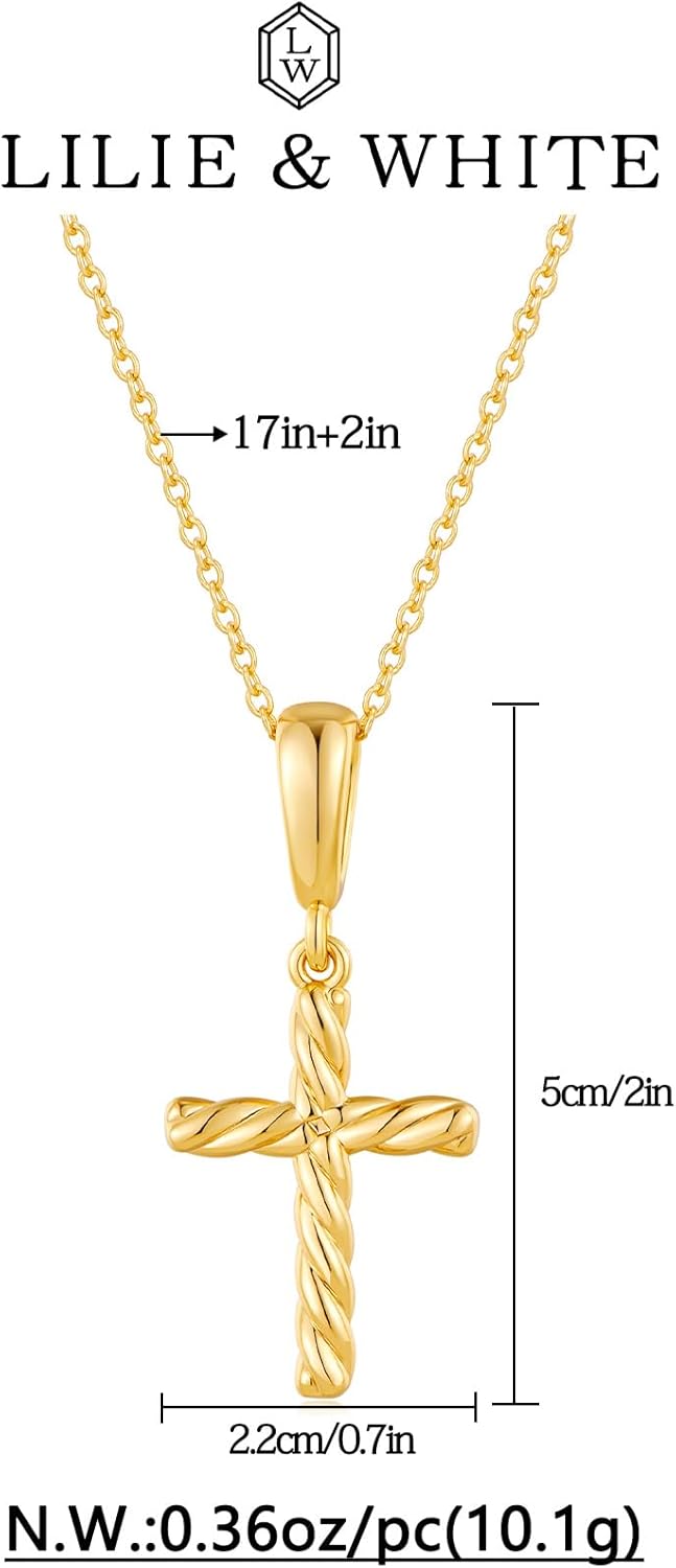 LILIE&WHITE Gold Cross Necklaces For Women Classic Cross Pendant Necklace Trendy Gold Chain Necklace Unique Jewelry - Image 6