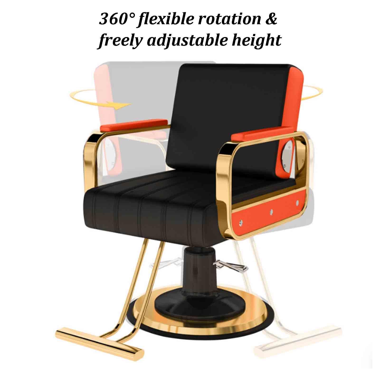 Sillón De Peluquería Y Barbería, Silla Hidráulica con Giro De 360° Y Pedal, Tapicería De Cuero PU Impermeable, para Peluquerías, Spas, Uso Doméstico Y Centros De Belleza(A)