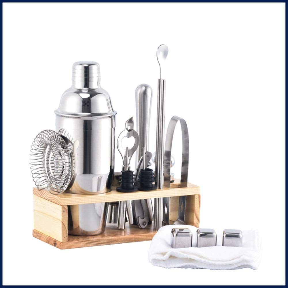 Set de coctelero, Kit de barman: juego herramientas barra 19 piezas con