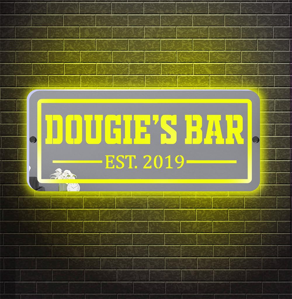 Personalized Name Led Mirror Bar Neon Sign, Light up Bar Mirror Sign,Bar Neon Sign for Wall Decor Dimmable Engrave Led Bar Lights, Bar Signs for for Living Room Bistro Man Cave Party