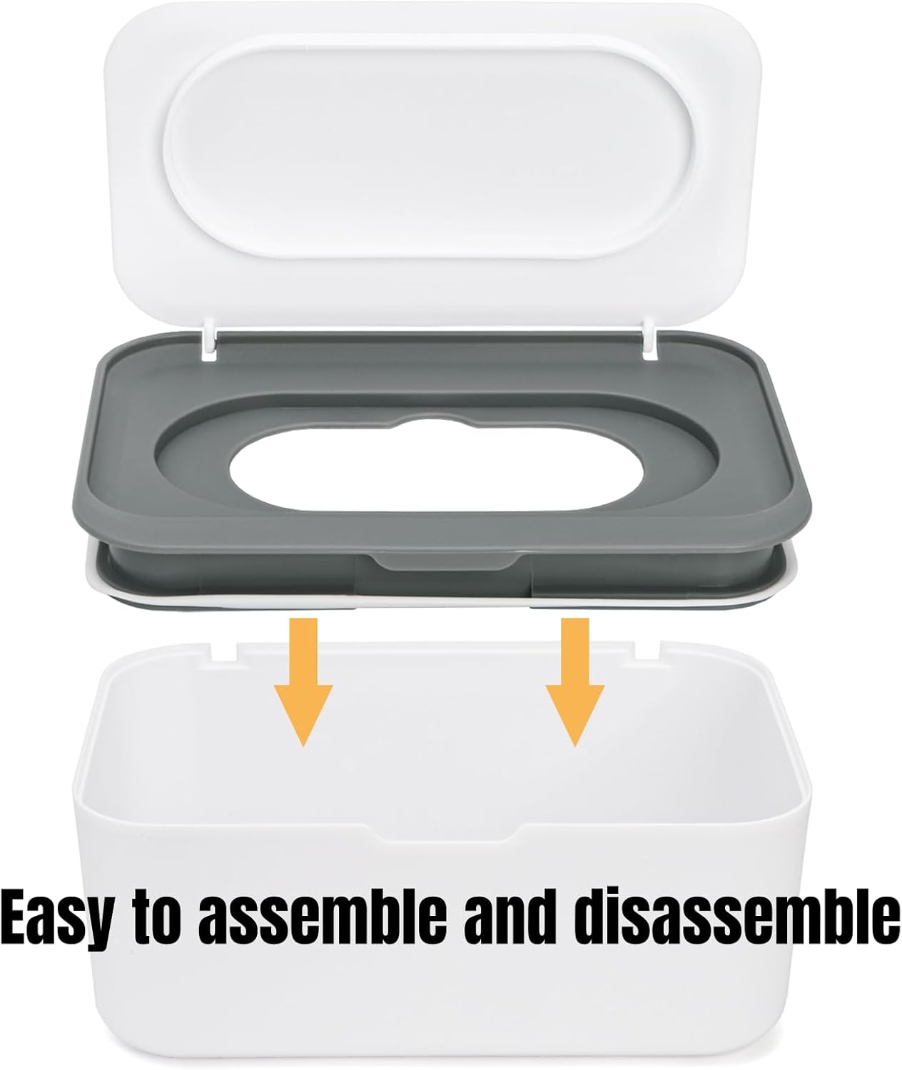 Hiceeden 6 Pcs Baby Wipes Dispenser, Easy Pull Wipe Holder with Concave Surface Lid, Non-slip Wipe Cases Containers with Sealing Design for Bathroom, Baby Nursery, Grey