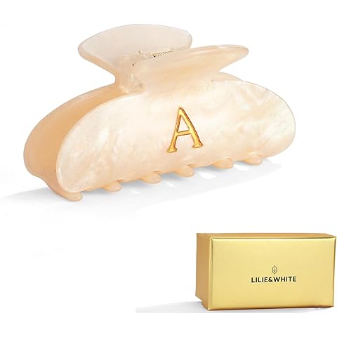 LILIE&WHITE Acrylic Letter Hair Clips For Women Stylish A Monogram Hair Claw Alphabet Hair Clip Fashion Glitter Claw Clips Elegant And Durable Hair Accessory Large Hair Clips A