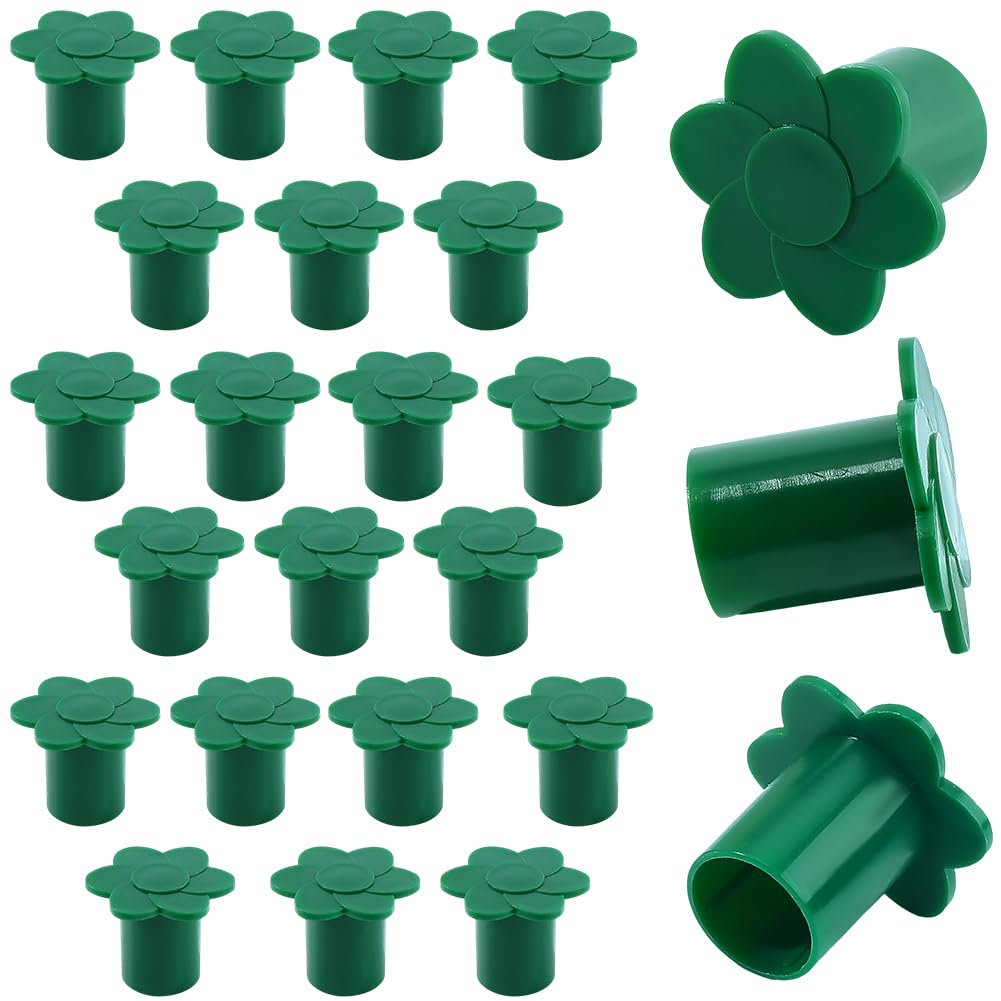 CRASPIRE 24Pcs Rebar Caps Green Plastic Mushroom Rebar End Caps Tube Screw on Stakes Garden Safety Cane Toppers Stakes End Covers for Outdoor Lawn Farm Garden Canes Bamboo Poles Plants Protection