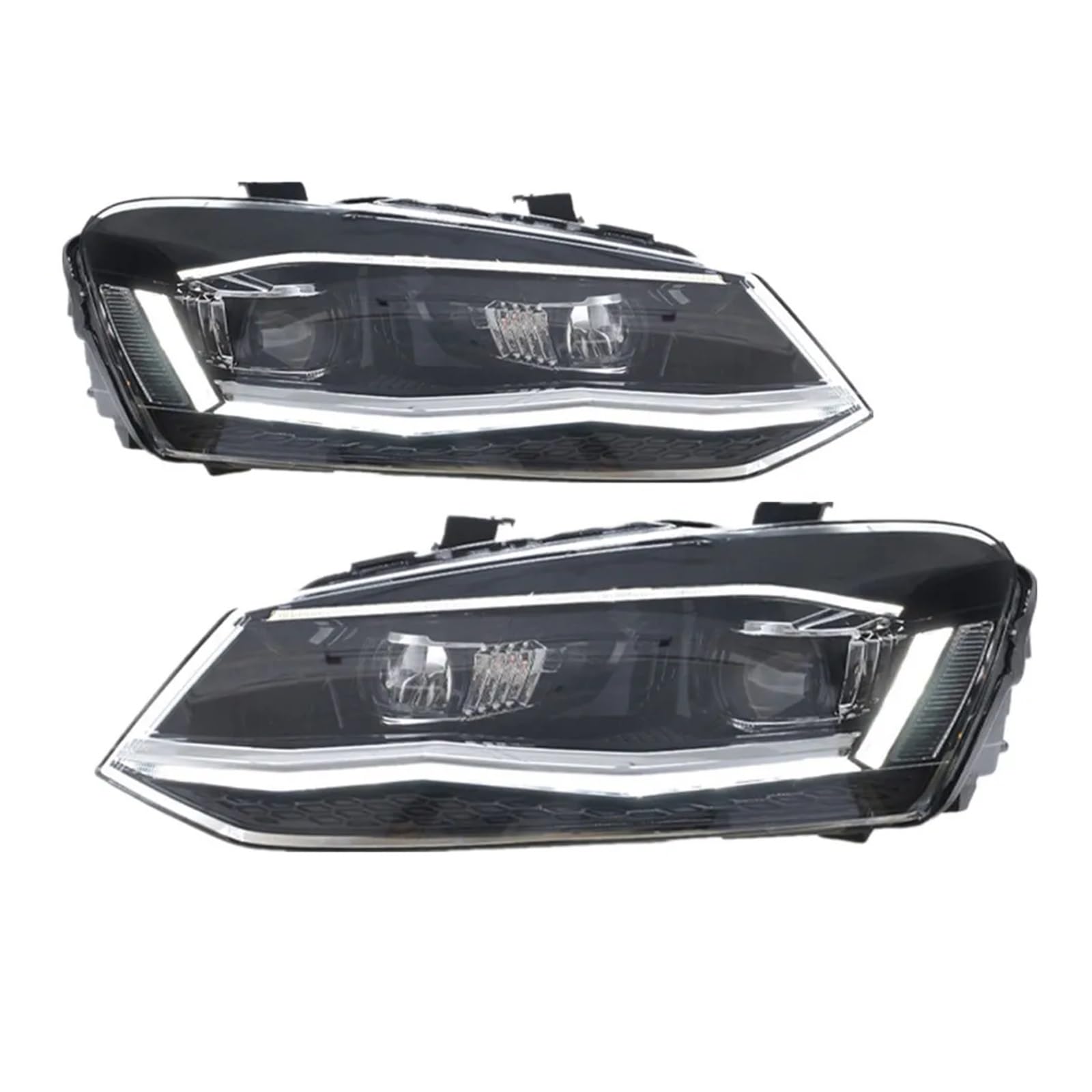 Fari Anteriori per Auto VW Polo 2011-2018 Accessori Aggiornamento DRL Indicatori di direzione Abbaglianti Anabbaglianti Gruppo luci (2 Pezzi fari-01)