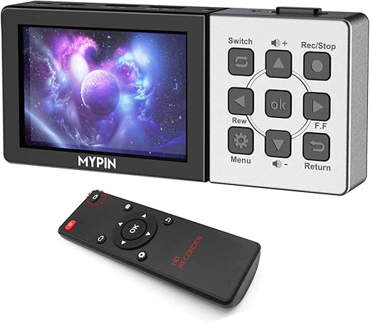 MYPIN 3.5 Inch LCD HD Video Capture Device with Remote Control, 1080P@60fps HDMI Video Recorder for PS4, Xbox One,LiveTV,DVR, Support…