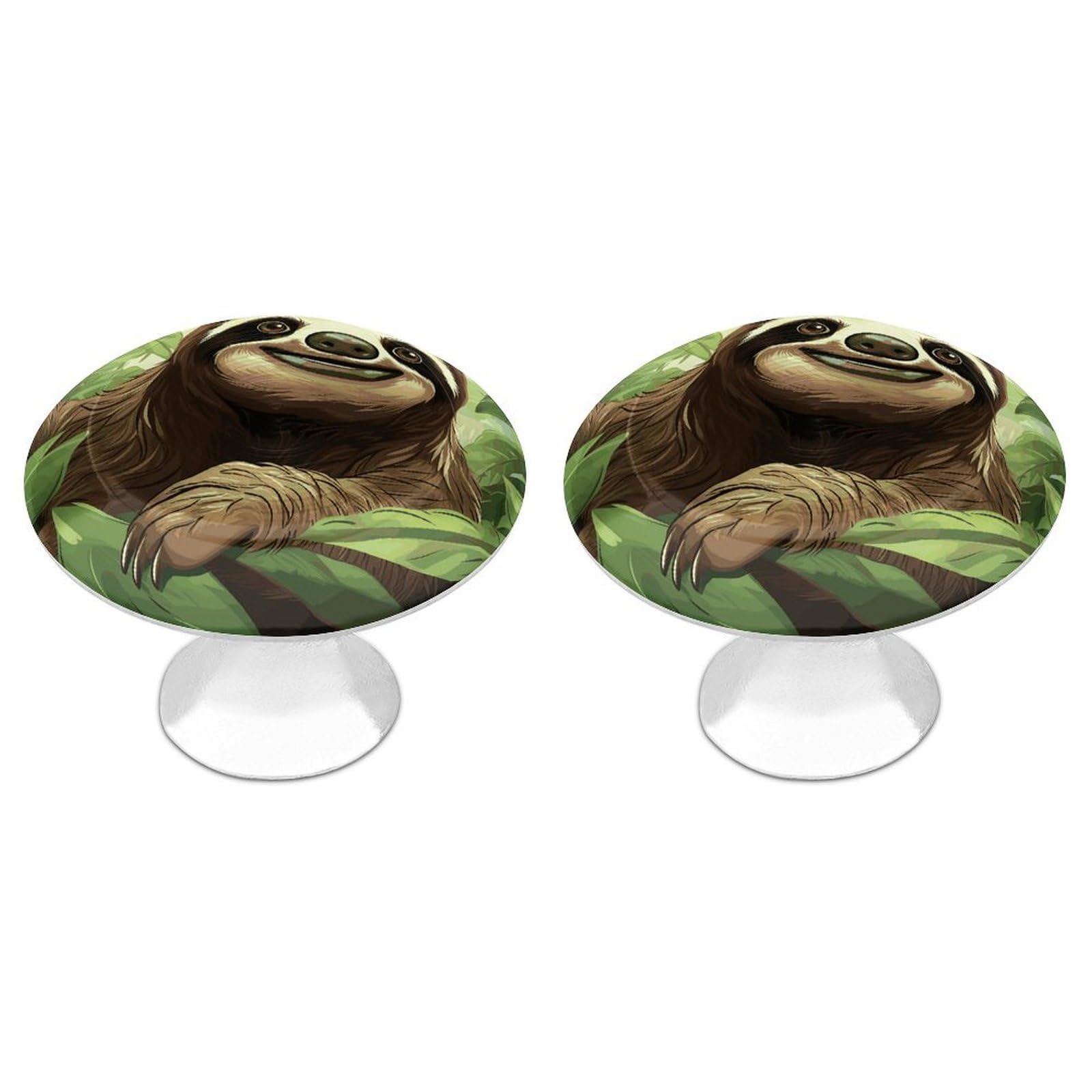 LDGSUPH Sloths Background1 Drawer Pulls Exquisite Round Cabinet Knobs Closet Door Pulls Sturdy Stainless Steel Door Handle Dresser Drawer Knobs Cabinet Handles for Furniture Pull 2pcs