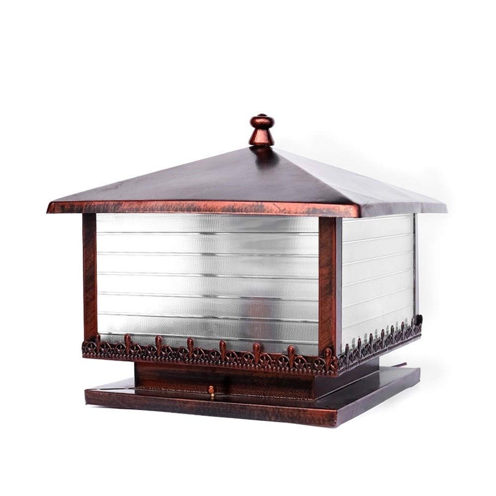 Lámpara de Columna Cuadrada con Cristal Transparente a Rayas, Farol de Exterior Impermeable IP55, para Porche, Patio, Mesa o como Elemento Decorativo. Lámpara de pie impe,Diameter: 40cm